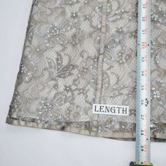 Express Slip Dress Womens 4 Champagne Lace Sequin Halter Semi-Sheer Y2K - Picture 9 of 16